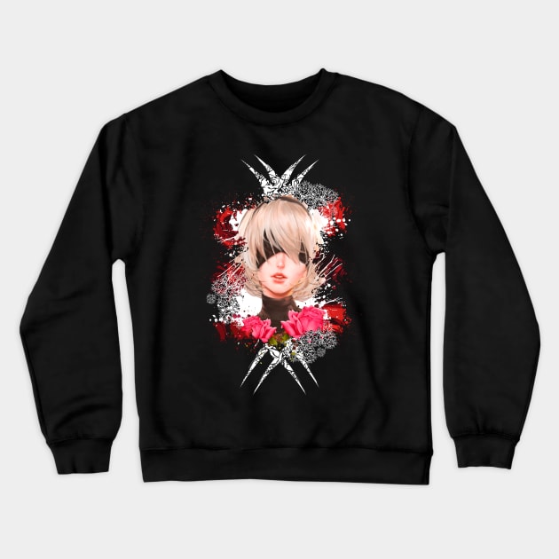 Android Girl - Red/White Abstract Crewneck Sweatshirt by Scailaret